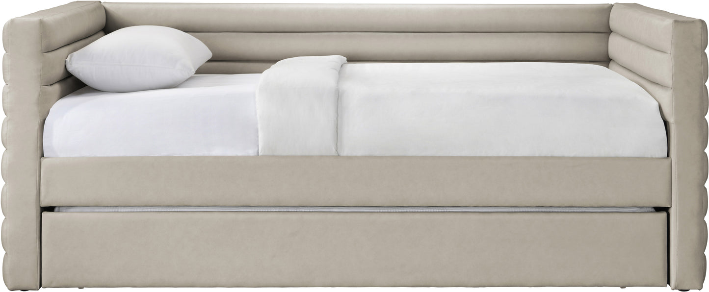 finley beige vegan leather twin daybed