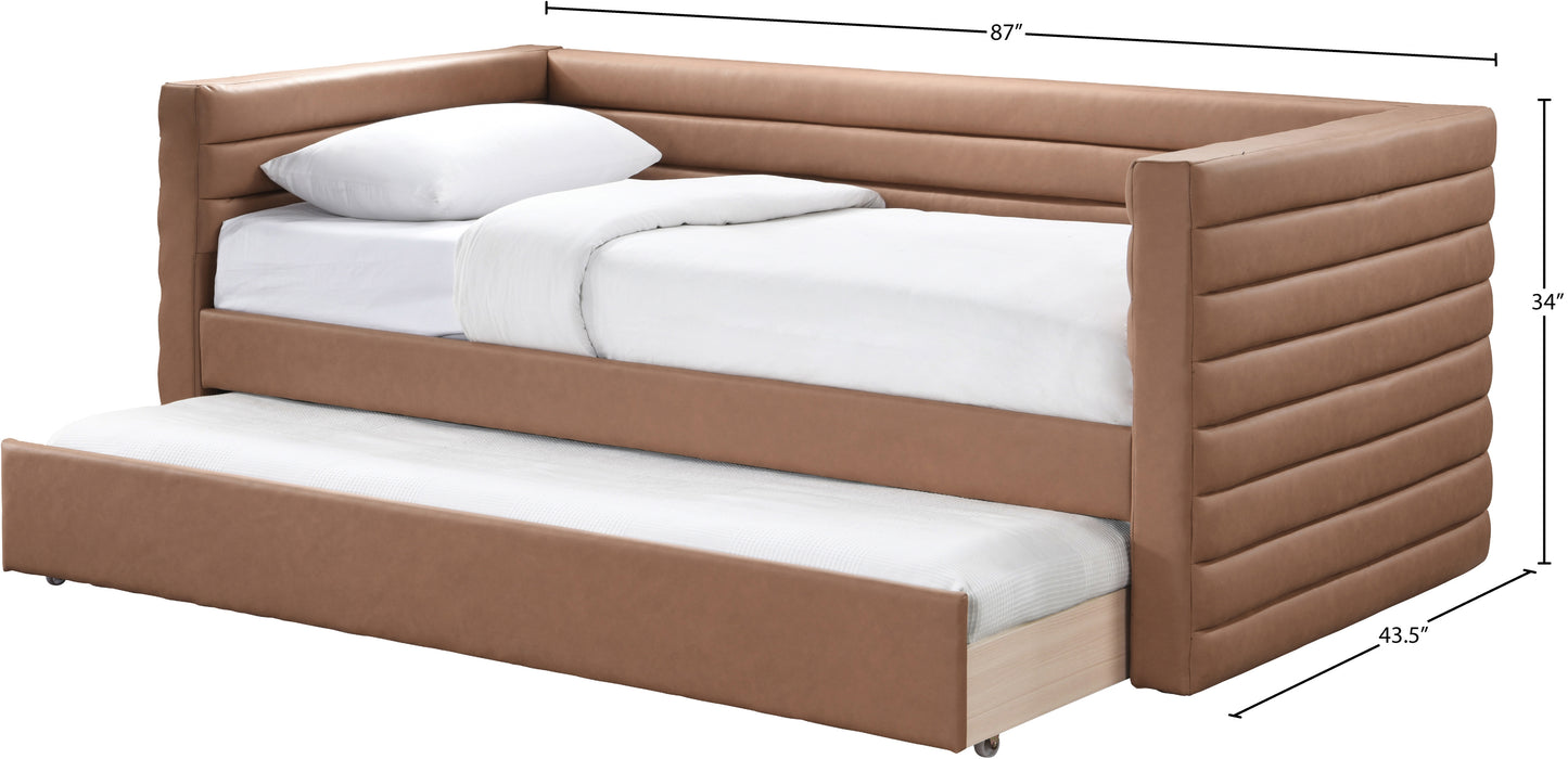 finley cognac vegan leather twin daybed