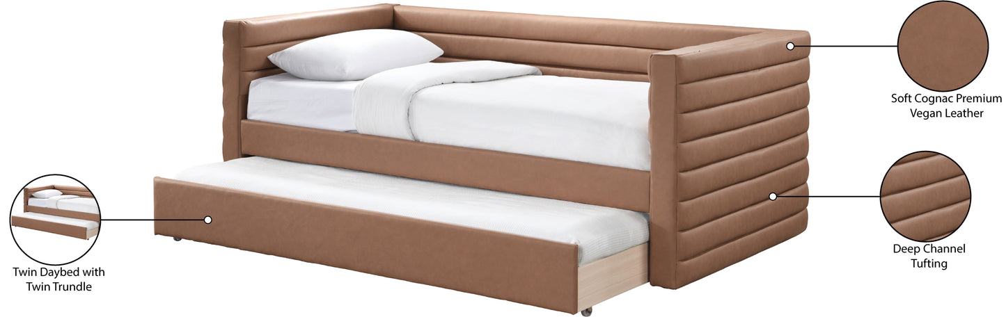 finley cognac vegan leather twin daybed