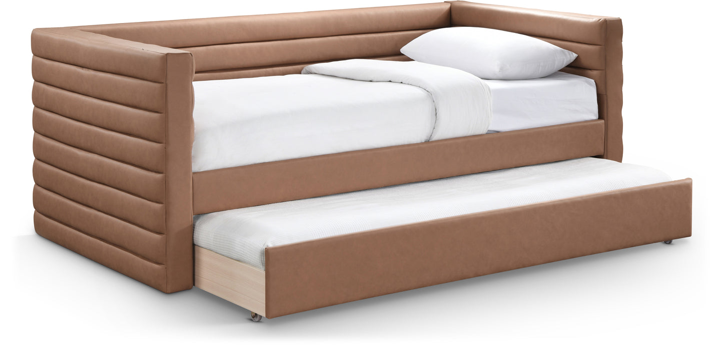 finley cognac vegan leather twin daybed