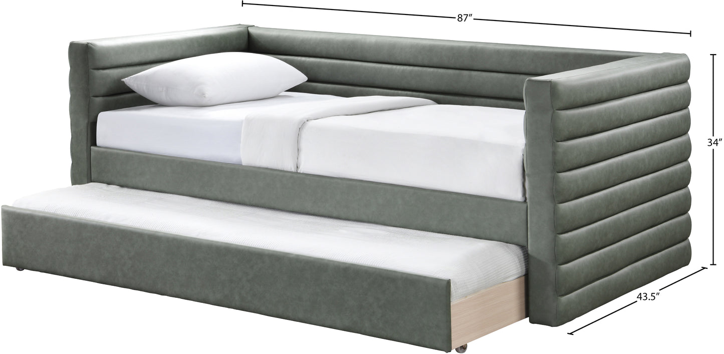 finley green vegan leather twin daybed