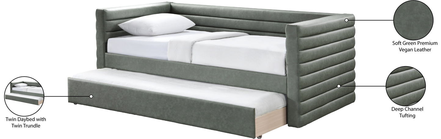 finley green vegan leather twin daybed