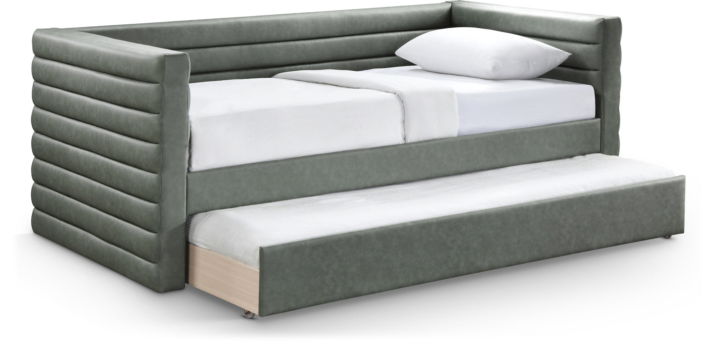 finley green vegan leather twin daybed