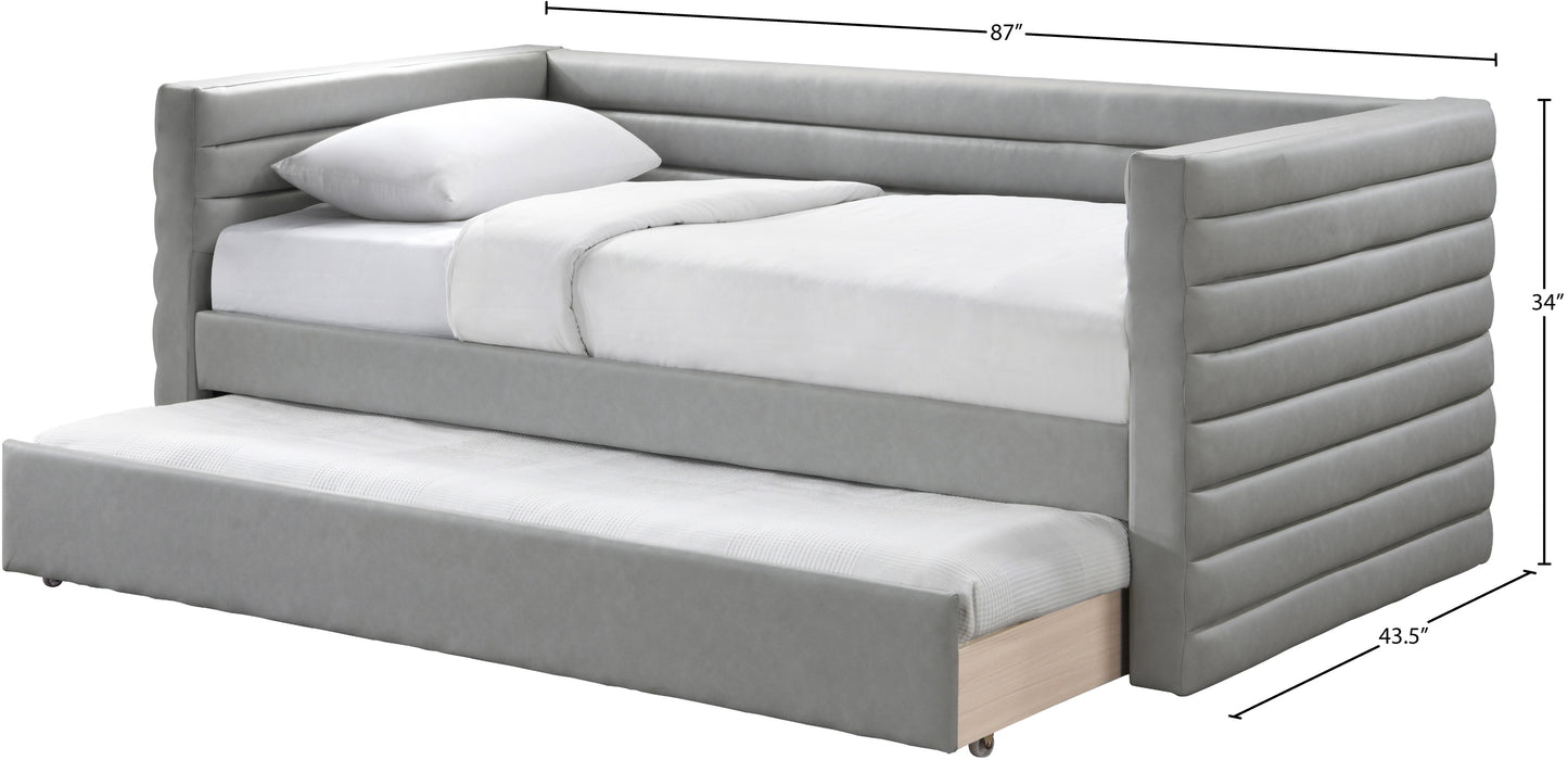 finley grey vegan leather twin daybed