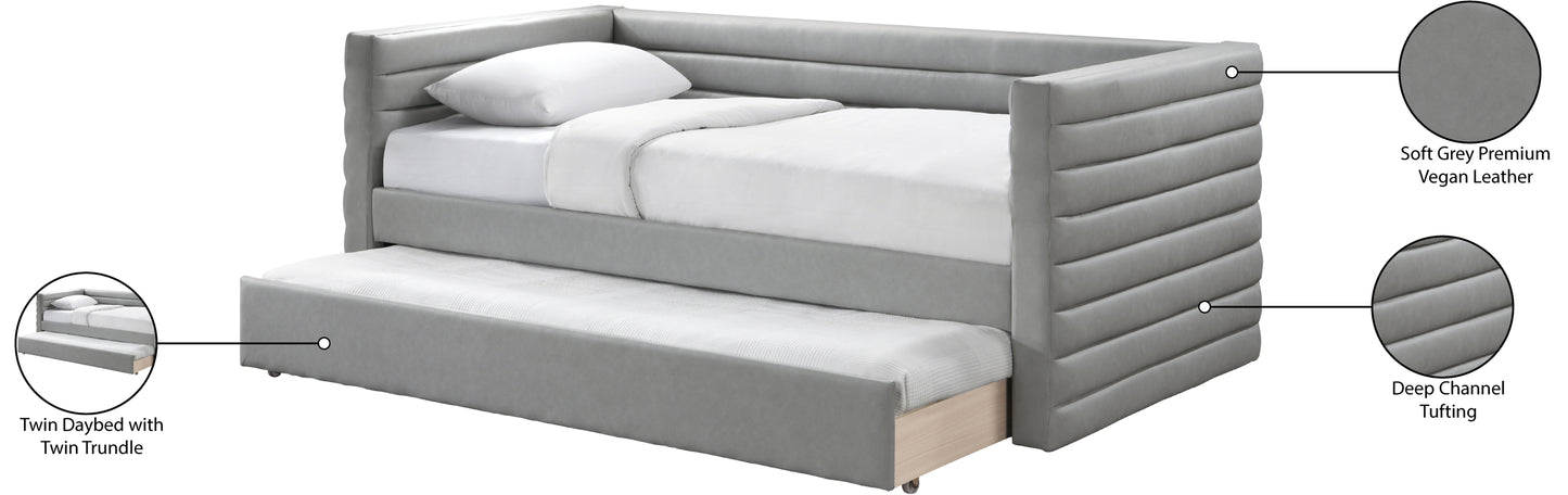 finley grey vegan leather twin daybed