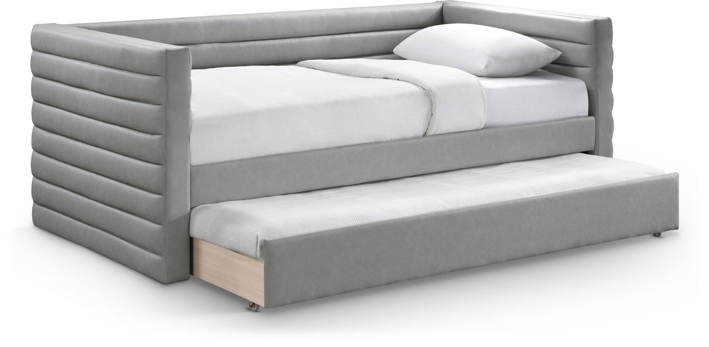 finley grey vegan leather twin daybed