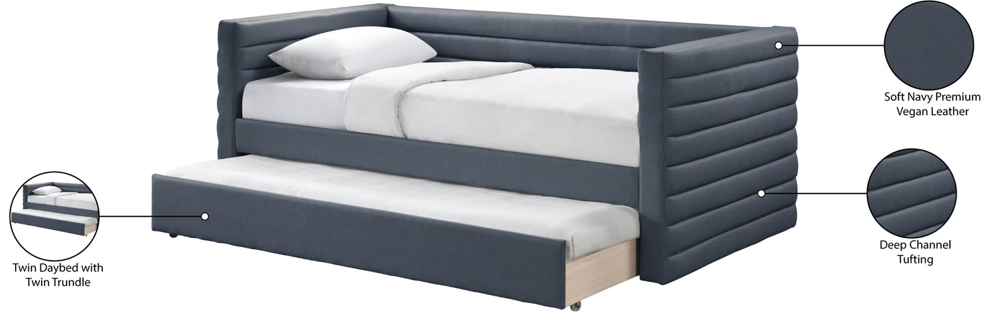 finley navy vegan leather twin daybed