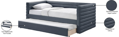 Finley Navy Vegan Leather Twin Daybed