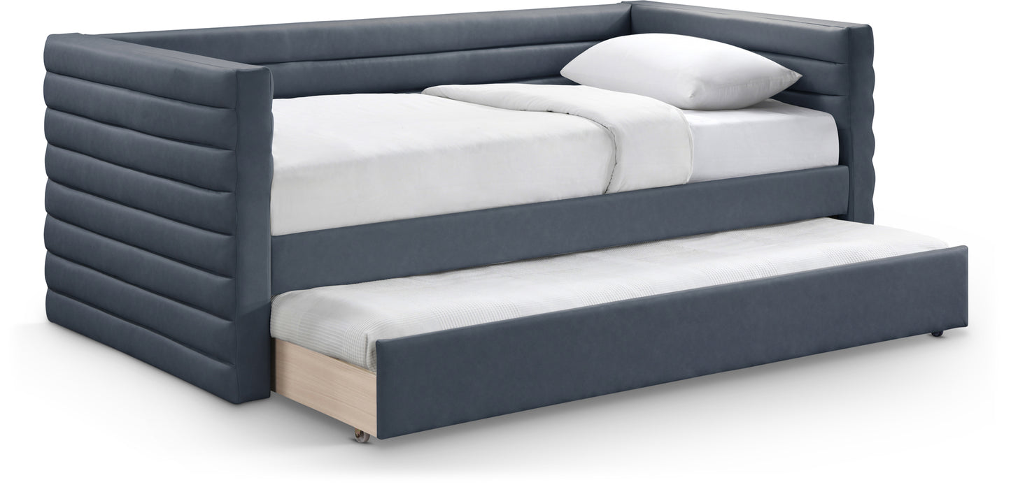 finley navy vegan leather twin daybed