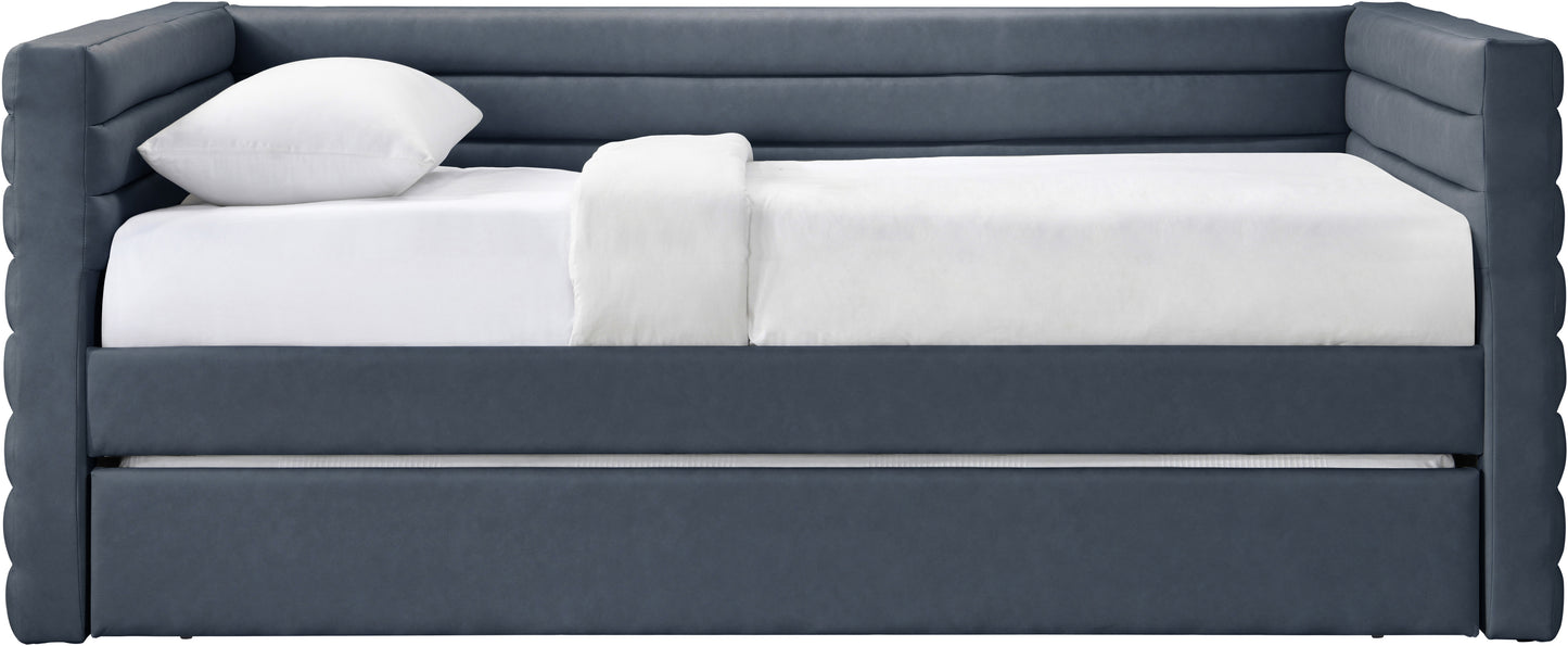 finley navy vegan leather twin daybed