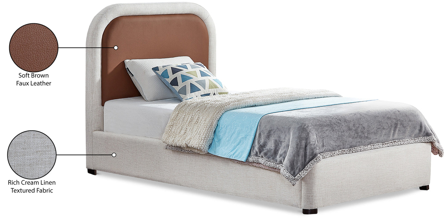 chesterfield brown faux leather twin bed t