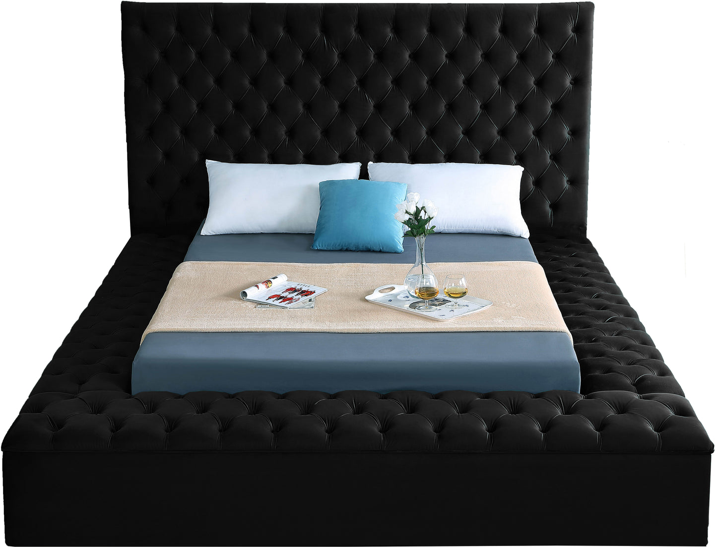 claire black velvet full bed (3 boxes) f