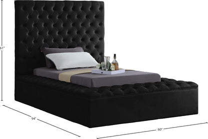 Claire Black Velvet Twin Bed (3 Boxes) T