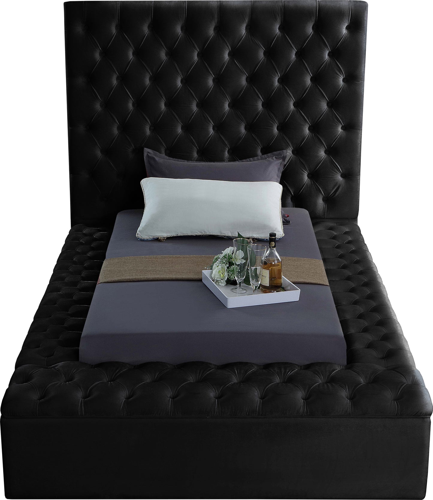 claire black velvet twin bed (3 boxes) t