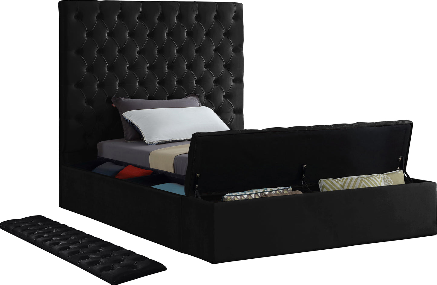 claire black velvet twin bed (3 boxes) t