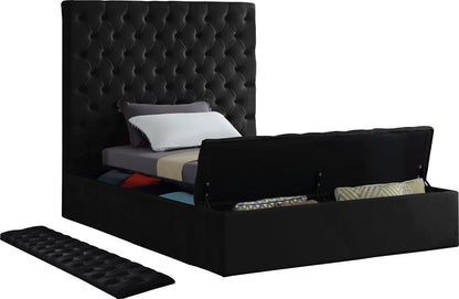 Claire Black Velvet Twin Bed (3 Boxes) T