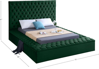 Claire Green Velvet Full Bed (3 Boxes) F