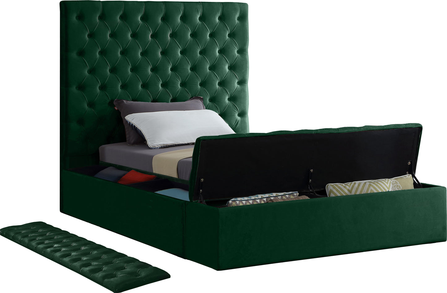 claire green velvet twin bed (3 boxes) t