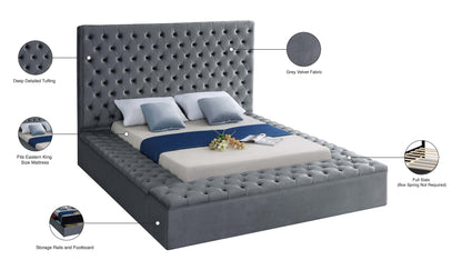 Claire Grey Velvet King Bed (3 Boxes) K