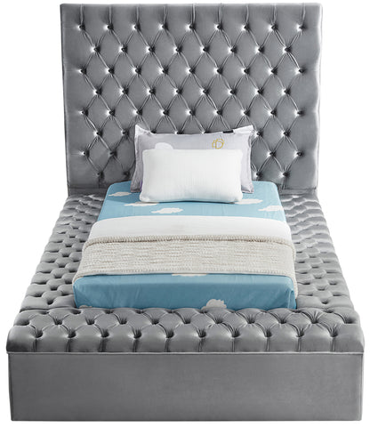 Claire Grey Velvet Twin Bed (3 Boxes) T