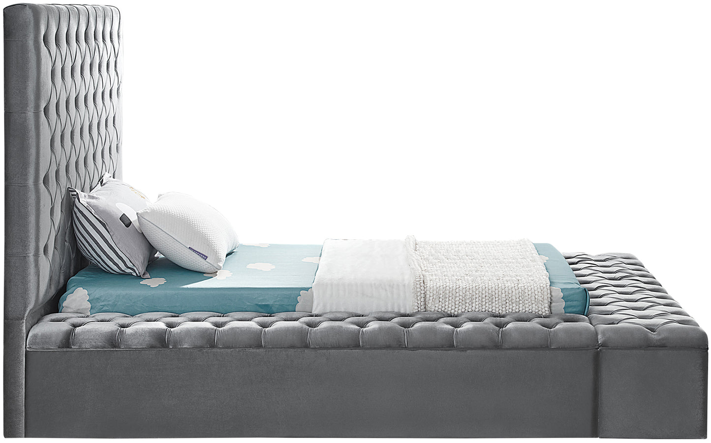 claire grey velvet twin bed (3 boxes) t