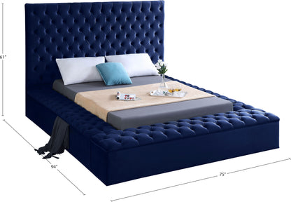 Claire Navy Velvet Full Bed (3 Boxes) F