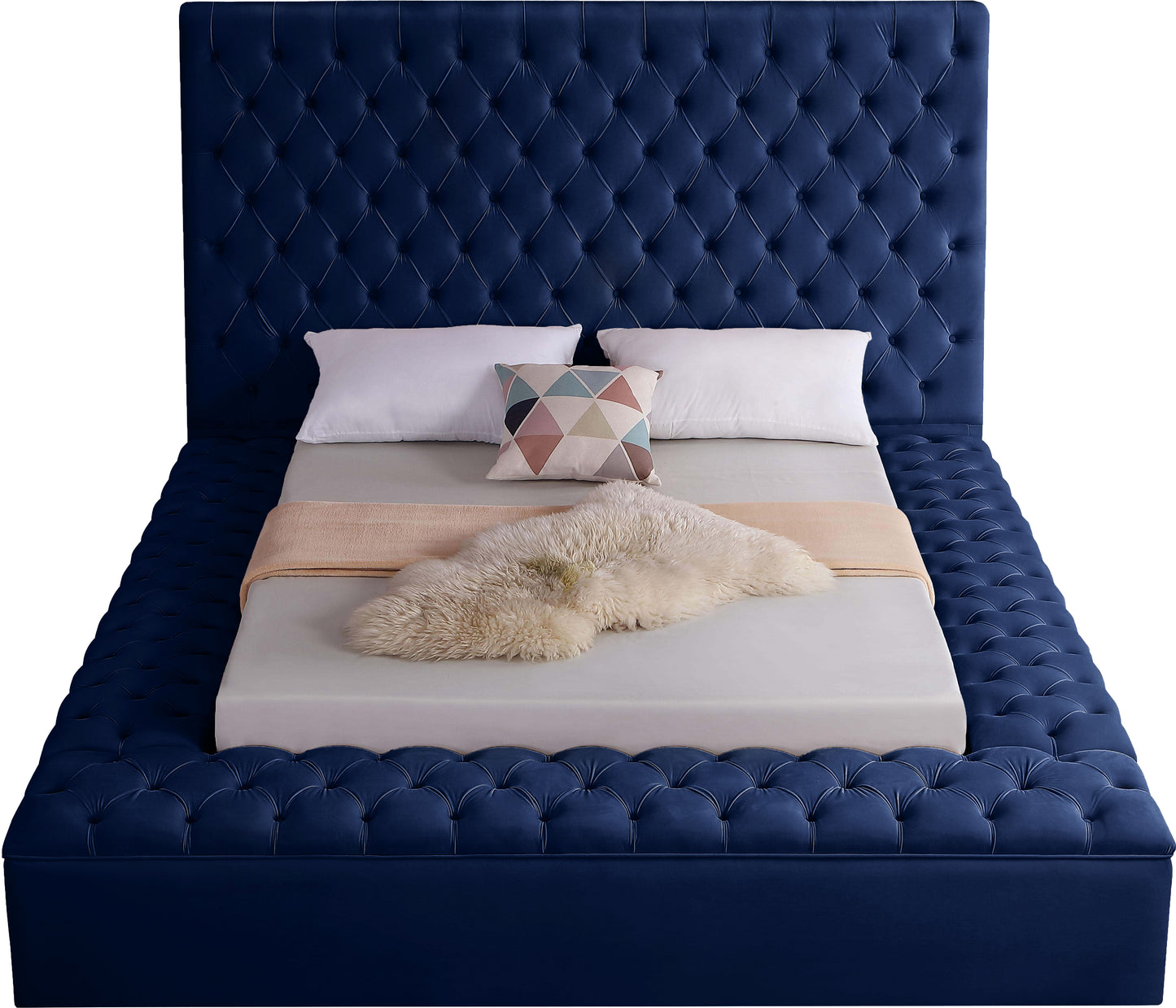 claire navy velvet full bed (3 boxes) f