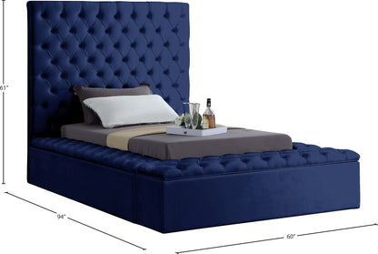 Claire Navy Velvet Twin Bed (3 Boxes) T