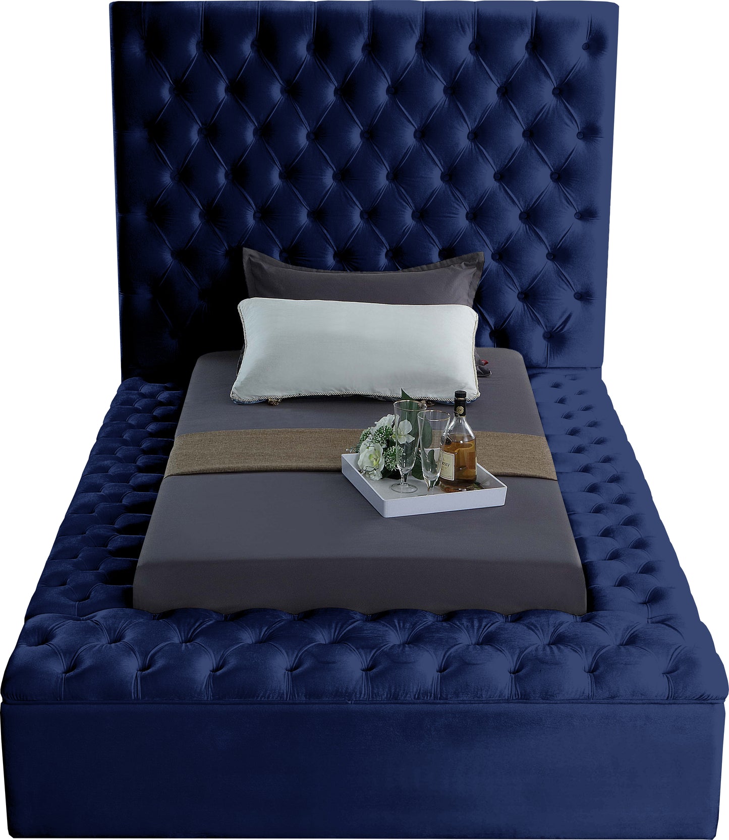 claire navy velvet twin bed (3 boxes) t