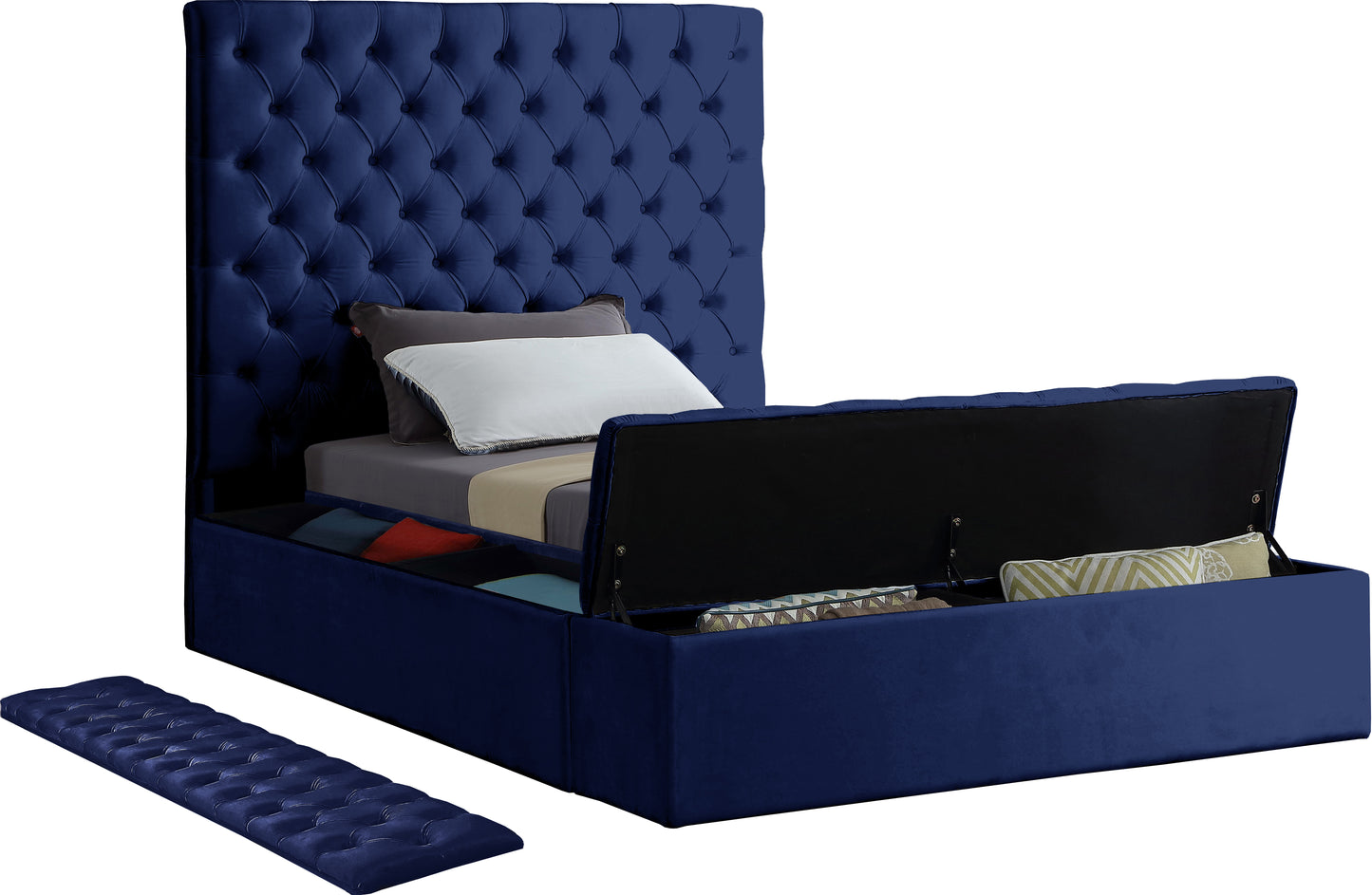 claire navy velvet twin bed (3 boxes) t