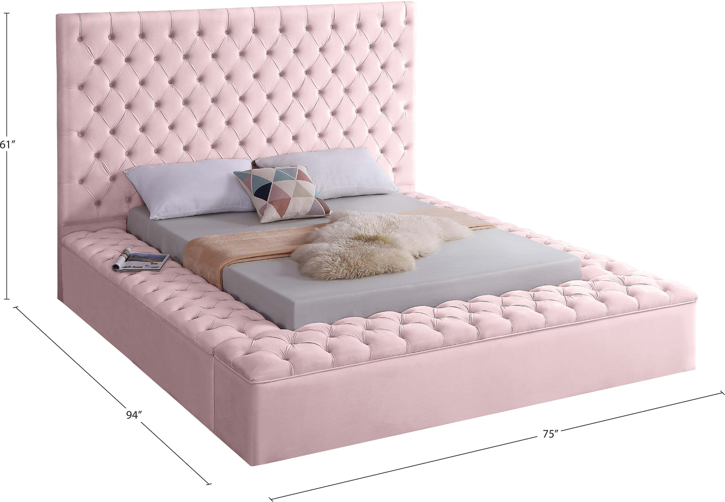 claire pink velvet full bed (3 boxes) f