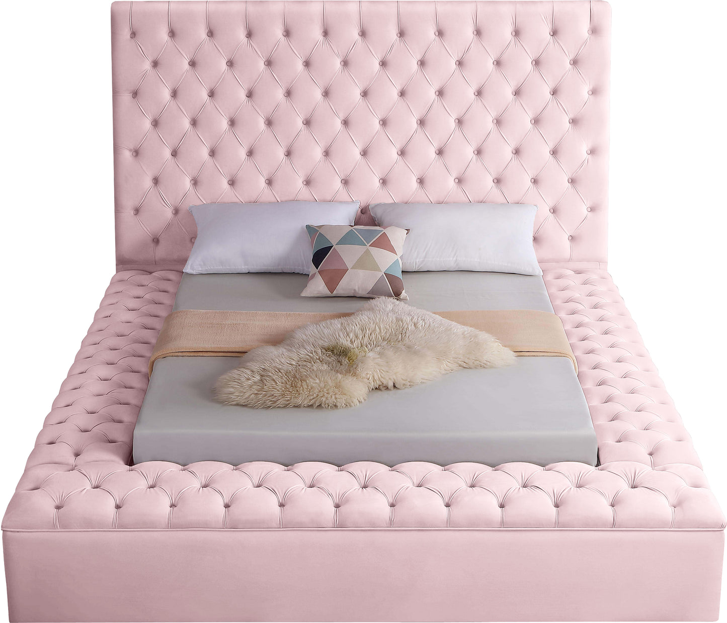 claire pink velvet full bed (3 boxes) f