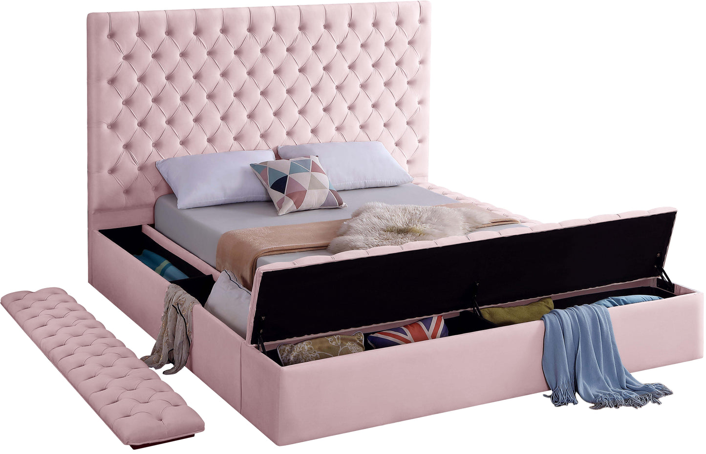 claire pink velvet full bed (3 boxes) f