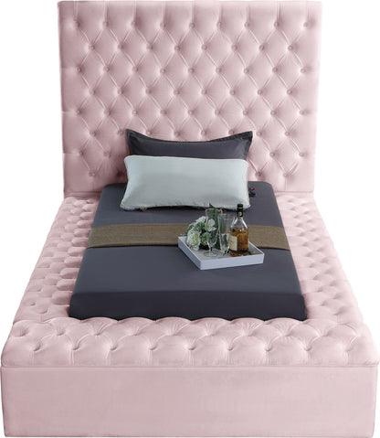 Claire Pink Velvet Twin Bed (3 Boxes) T