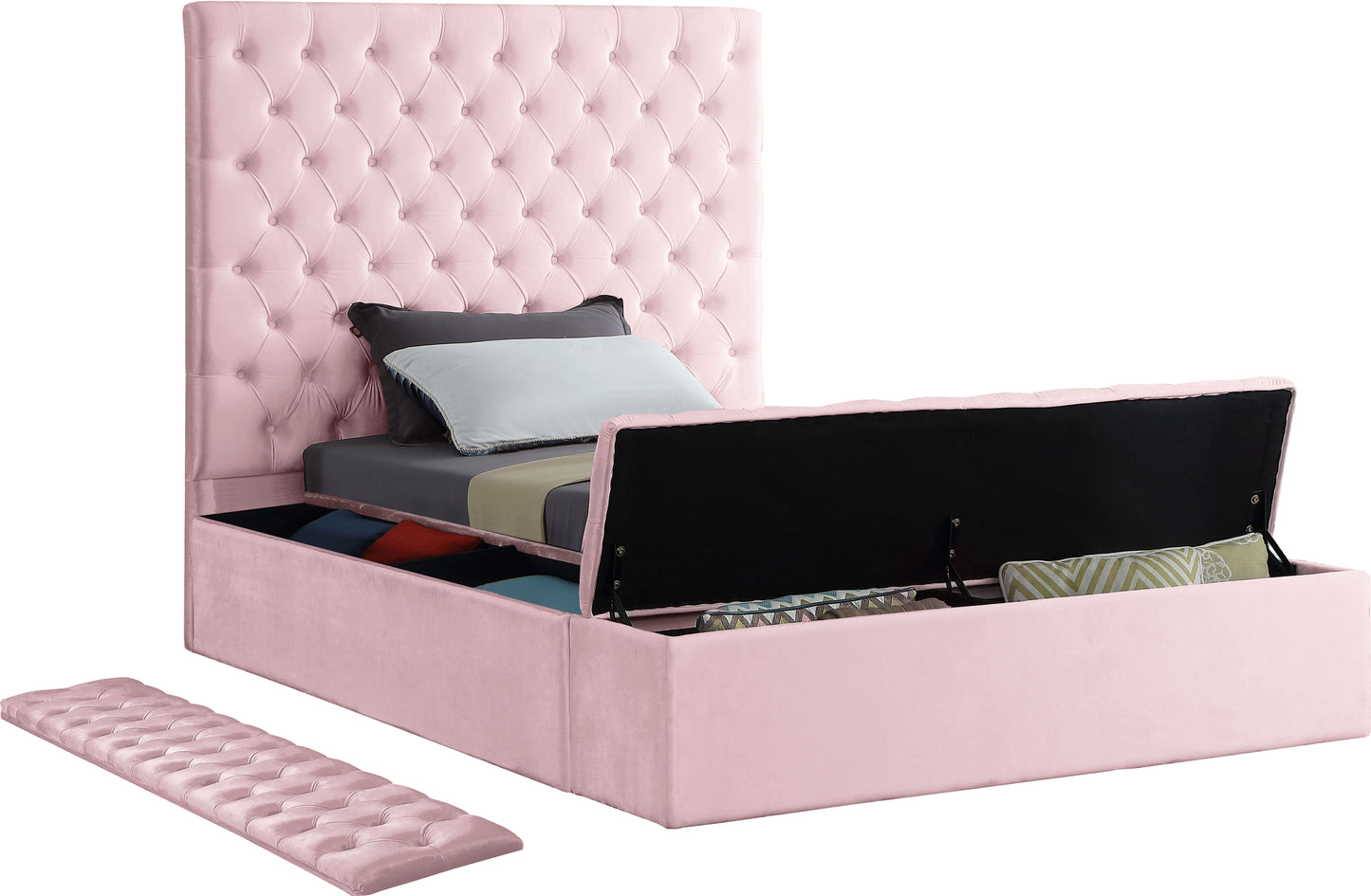 claire pink velvet twin bed (3 boxes) t