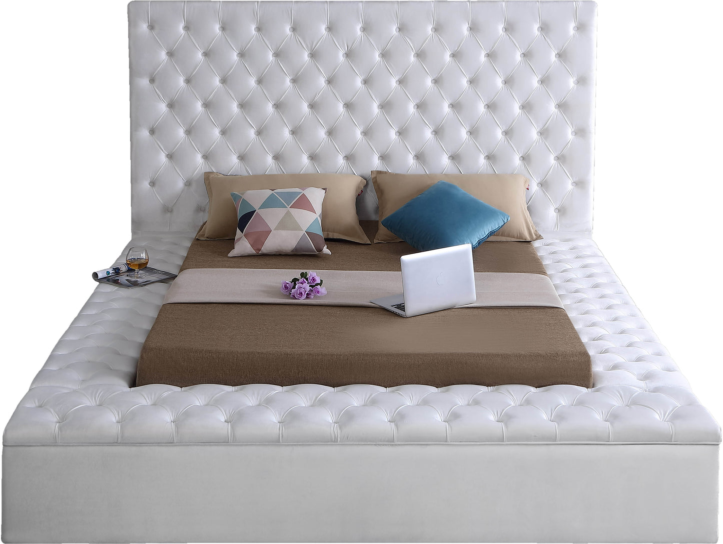 claire white velvet full bed (3 boxes) f