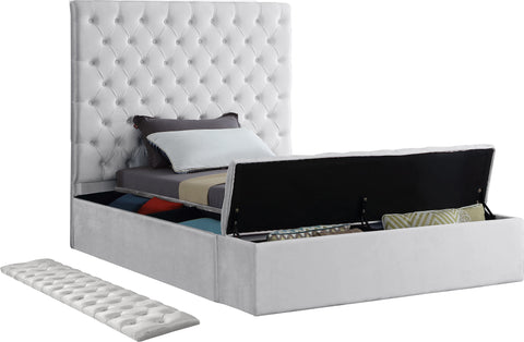 Claire White Velvet Twin Bed (3 Boxes) T