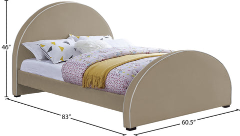 Glitz Beige Velvet Full Bed F