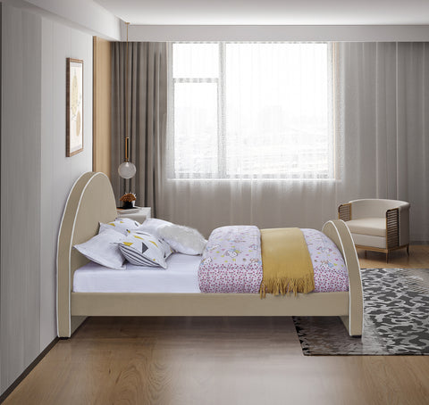 Glitz Beige Velvet Full Bed F