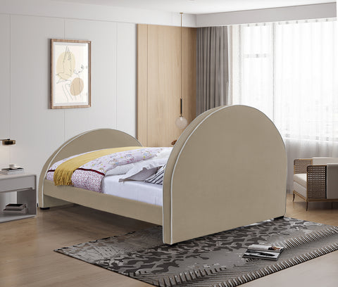 Glitz Beige Velvet Full Bed F