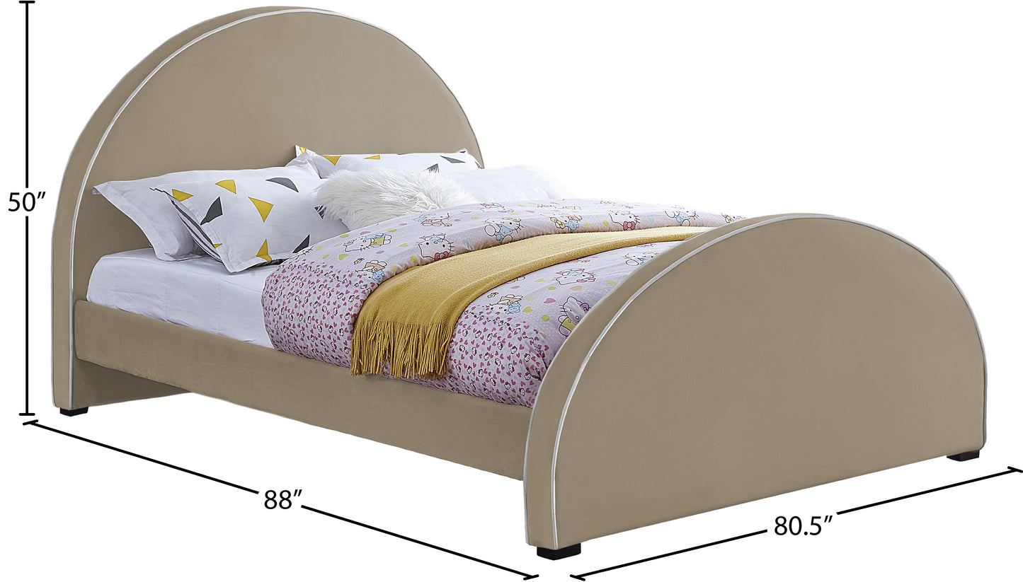 glitz beige velvet king bed k