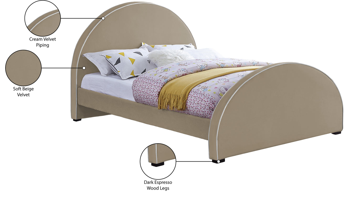 glitz beige velvet king bed k