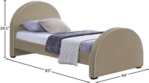 Glitz Beige Velvet Twin Bed T