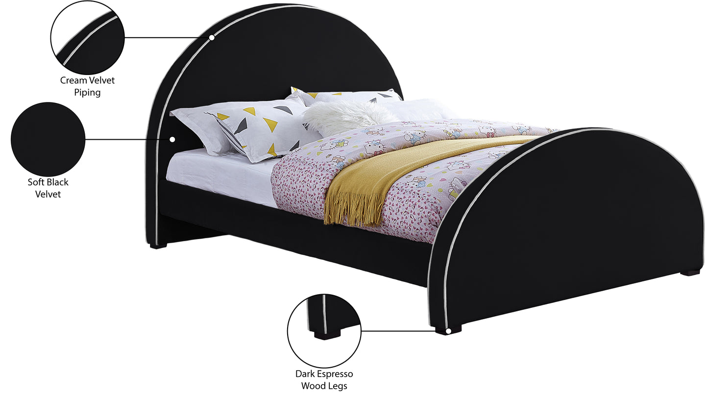 glitz black velvet full bed f