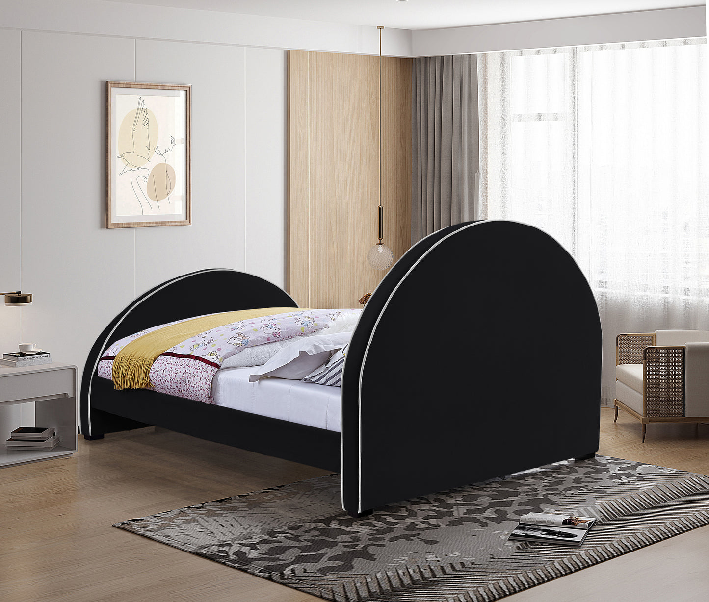 glitz black velvet king bed k