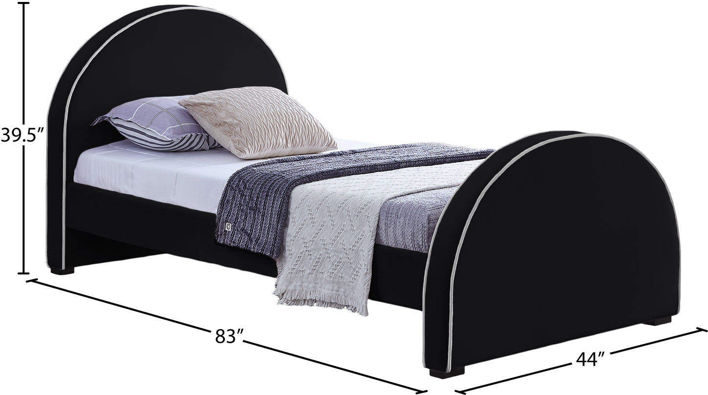 glitz black velvet twin bed t