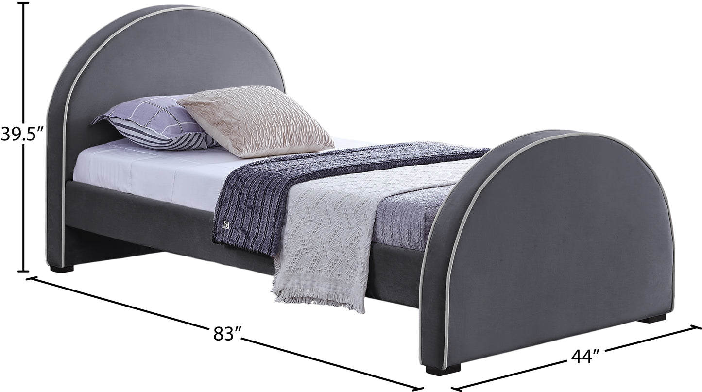 glitz grey velvet twin bed t