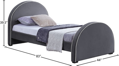 Glitz Grey Velvet Twin Bed T