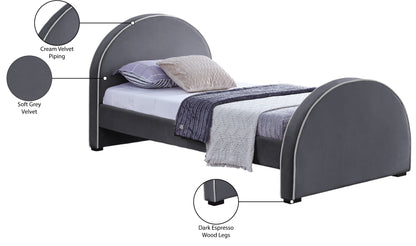 Glitz Grey Velvet Twin Bed T