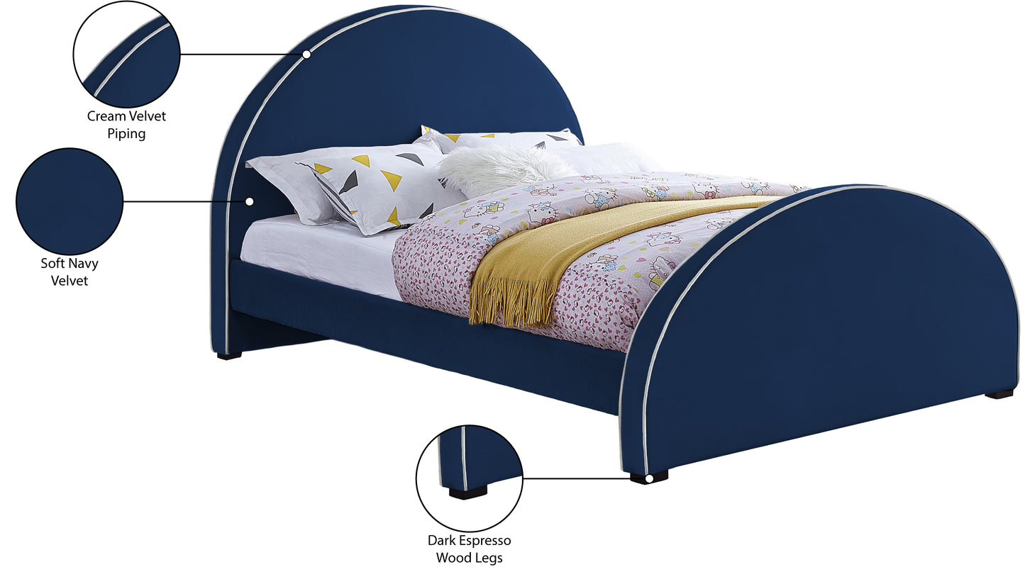 glitz navy velvet full bed f